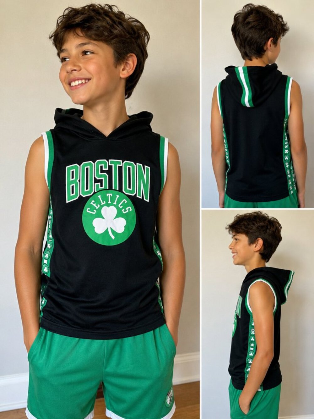 Boston Celtics Youth Small (8) Sleeveless Hooded Performance Shirt NBA
